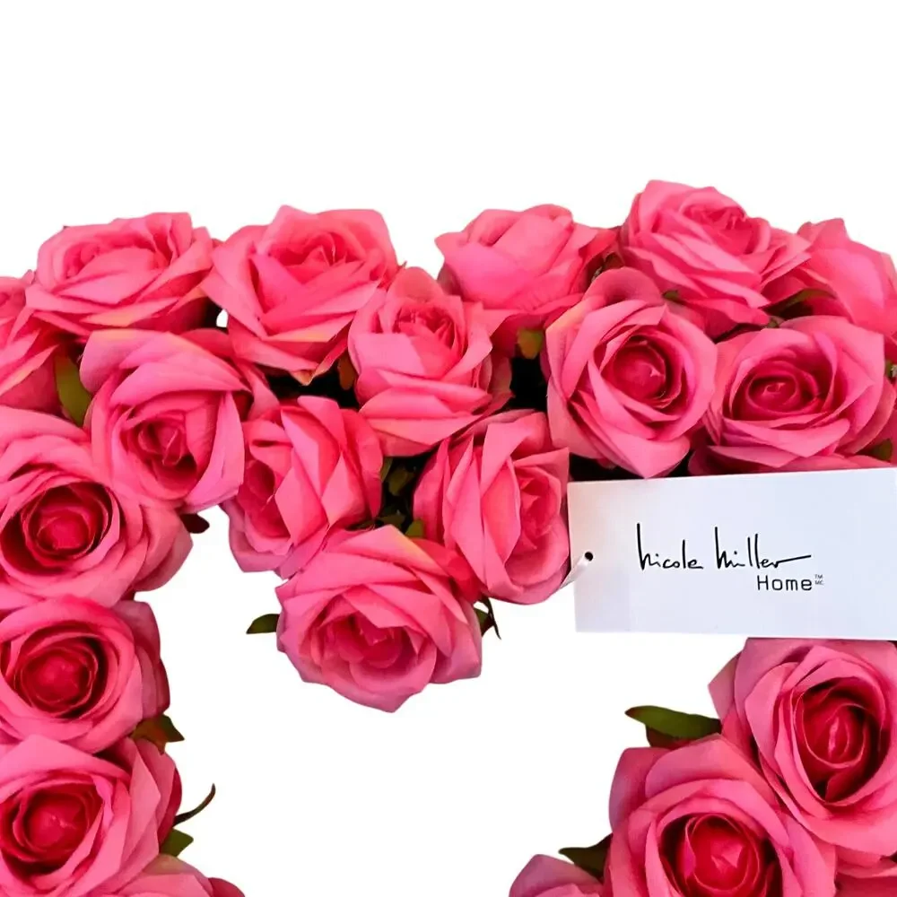 Nicole Miller Silk Rose Heart Wreath 16